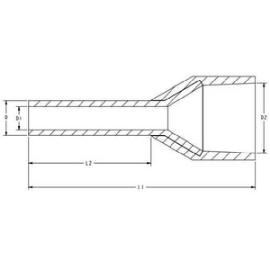 Burndy YF0612IDL 6 AWG 0.94" Length Tin Plated Copper Bootlace Covered Ferrule (Pack of 7)