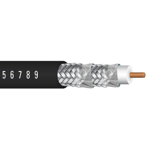 18 AWG 1C Solid CCS RG6/U Plenum 75Ohms Quad Shield Al Foil Braid PVC 60C 600V CATV Cable