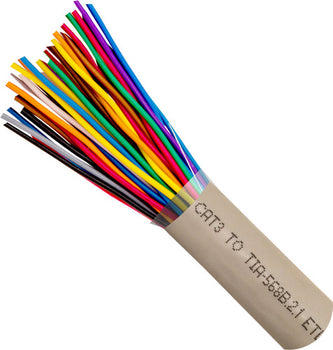 1000' 24 AWG 25 Pair Gray Solid Bare Copper UTP CAT3 Cable