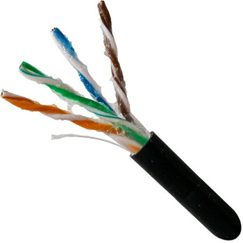 1000' 24 AWG 4 Pairs Black CAT5E Direct Burial Gel Flooded Core LLDPE Jacket Cable