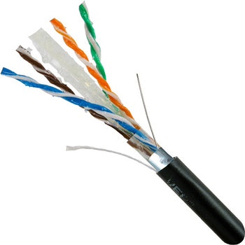 1000' 23 AWG 4 Pairs Black Shielded CAT6 CMXF Direct Burial Gel-Filled Core LLDPE Jacket Cable