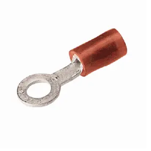 Burndy TN1838 22- 18 AWG 3/8" Stud Tin-Plated Nylon Insulated Copper Ring Tongue Terminal Lug Red