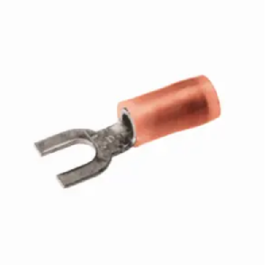 Burndy TN1814F 22- 18 AWG 1/4" Stud Tin-Plated Nylon Insulated Copper Fork Tongue Terminal Lug Red