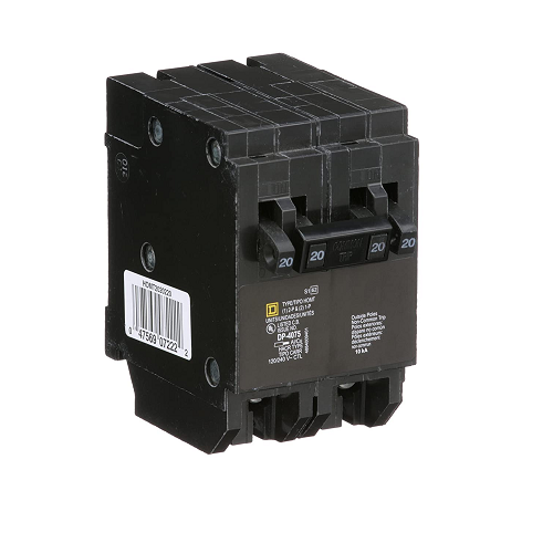 Square D HOMT2020220 2 Pole 20 Amp 1 Pole 20/20 Amp Mini Plug In Quad Tandem Circuit Breaker