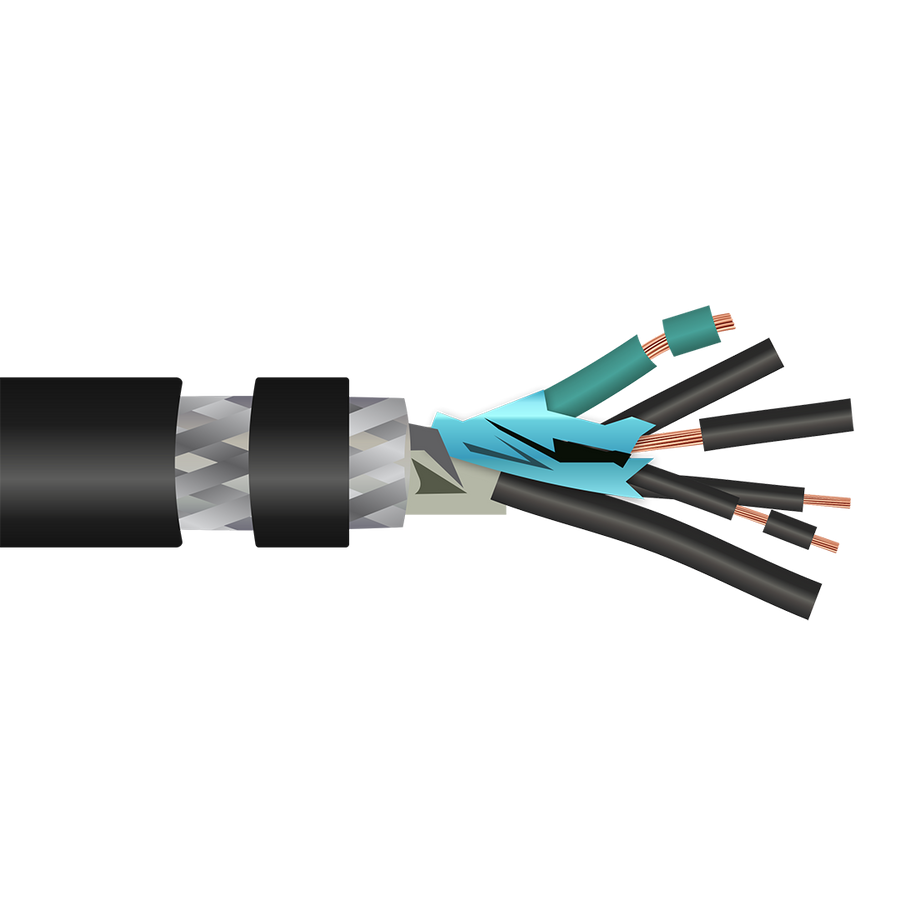 Shipboard Cable LSMSCA-37 18 AWG 37 Conductor Watertight Braided Armor