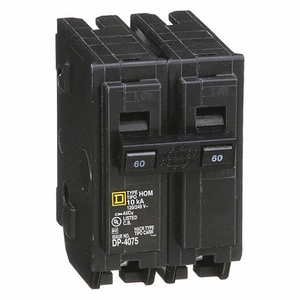 Square D HOM260 2 Pole 60 Amp 120/240 VAC 10 kA Mini Plug On Circuit Breaker