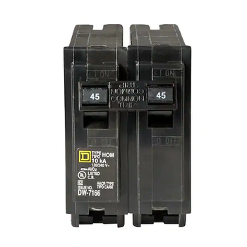 Square D HOM245 2 Pole 45 Amp 120/240 VAC 10 kA Mini Plug On Circuit Breaker