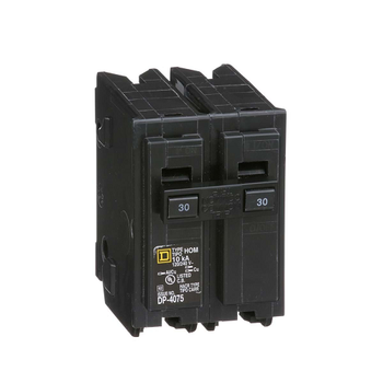 Square D HOM230 2 Pole 30 Amp 120/240 VAC 10 kA Mini Plug-On Circuit Breaker