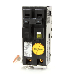 Square D HOM220CAFI 2 Pole 20 Amp 120/240 VAC 10 kA In Plug In Combination Arc Fault Circuit Interrupter