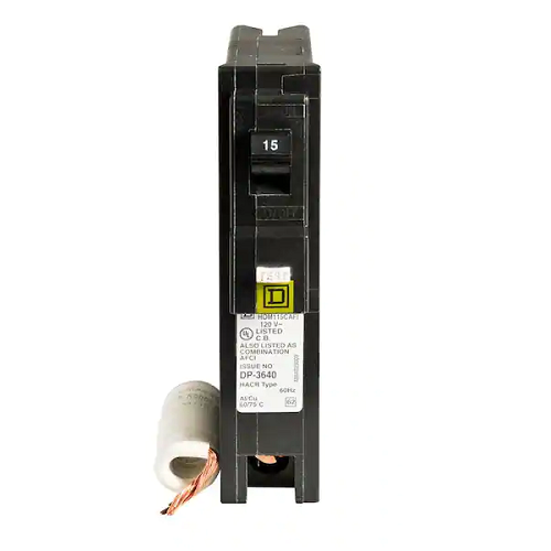 Square D HOM115AFI 1 Pole 15 Amp 120/240 VAC 10 kA Mini Plug Arc Fault Interrupter Circuit Breaker