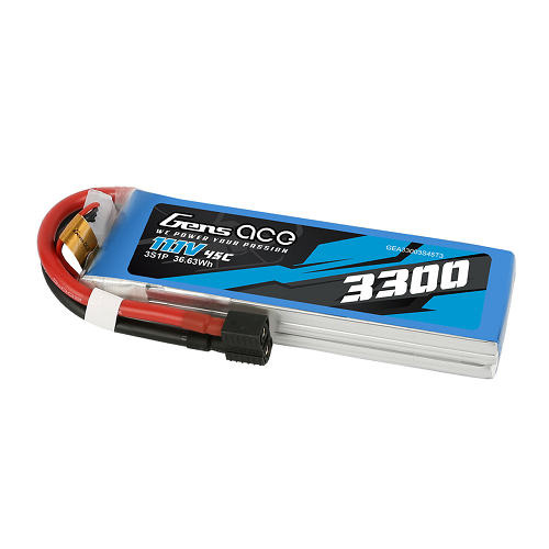 Gens Ace 3300mAh 3S1P 11.1V 45C Lipo Battery Pack With EC3 And Deans Adapter