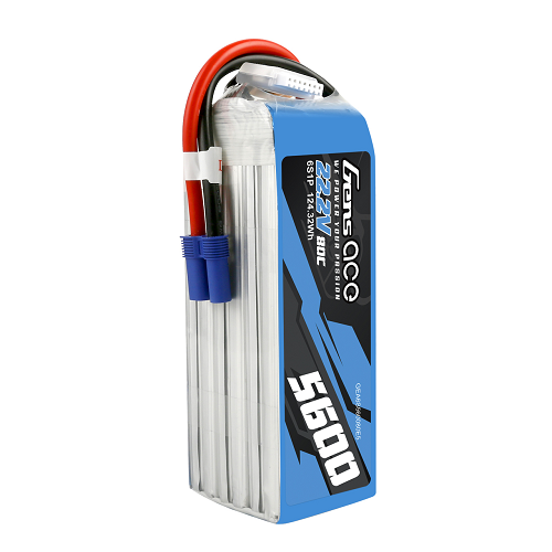 Gens Ace 5600mAh 6S1P 22.2V 80C Lipo Battery Pack With EC5 Plug