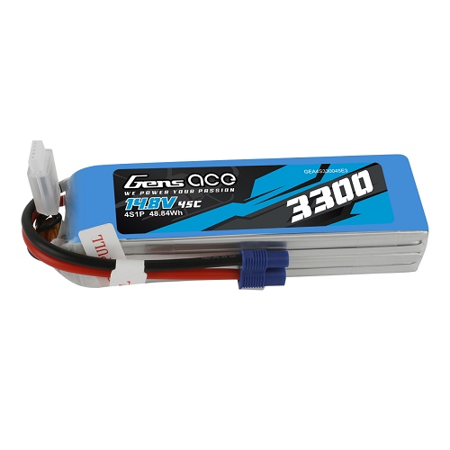 Gens Ace 3300mAh 4S1P 14.8V 45C Lipo Battery Pack With EC3