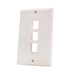 3-Port Keystone Wall plate With Decora Style 308-615D/3P/WH (Pack of 50)