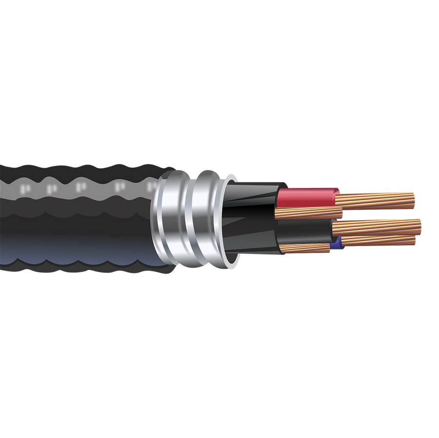 4/3 Teck 90 Bare Copper Aluminum Interlocked Armored Cable With Ground 1KV