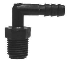 3/4 X 1/2 Hose Barb X MIP Black Polyethylene Elbow 33313B