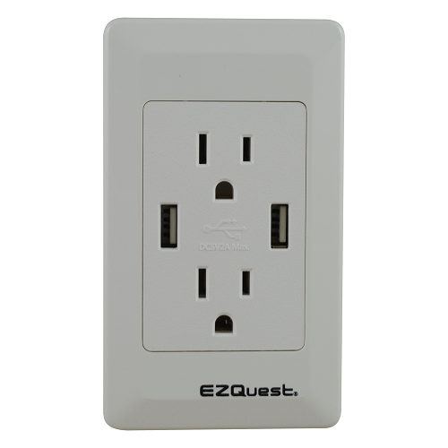 Plug n' Charge North American Style Wall Socket 2 USB Ports/2 US Outlets X73692