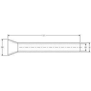 Burndy YF0125UIL 1 AWG 0.98" Length Tin Plated Copper Bare Bootlace Ferrule