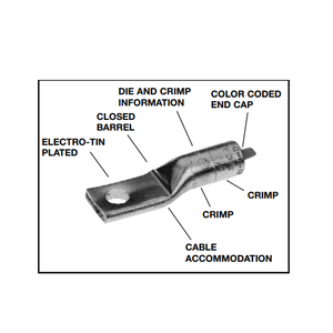 Burndy One Hole Uninsulated Standard Barrel Aluminum Terminals Lugs