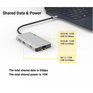 8 Ports Multimedia Hub USB-C Adapter with Power Delivery 3.0 X40030