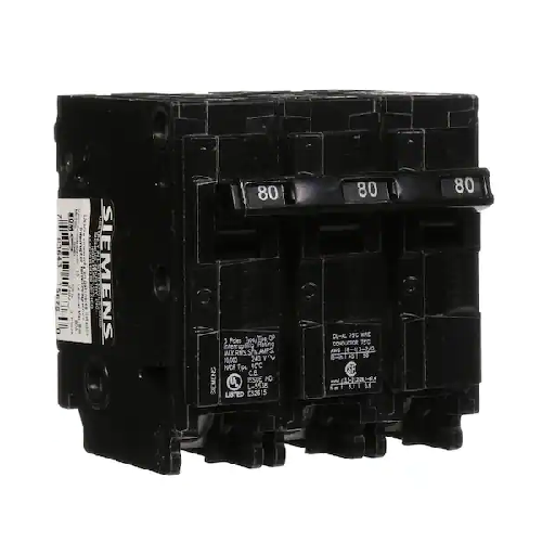 Siemens Q380 Type QPH 3 Pole 80 Amp 10 kA 240 VAC Plug-In Circuit Breaker