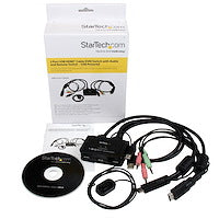 2 Port USB HDMI Cable KVM Switch with Audio and Remote Switch USB Powered