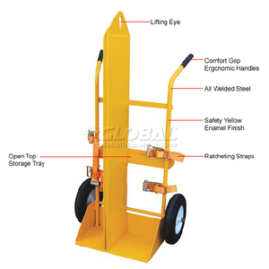 Welding Cylinder Cart Foam-Filled Wheels 22-13/16 x 34-1/4 x 66-3/8 CYL-EH-FF