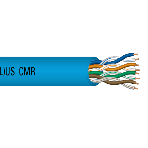 23 AWG 4P Solid Bare Copper Unshielded UTP CMR PO FR PVC Jacket 90°C 300V Cat6A Cable