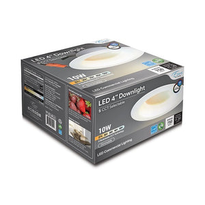 10 Watt LED 4" Round Downlight w/ White Smooth Trim Dimmable DLC4-10W100swj