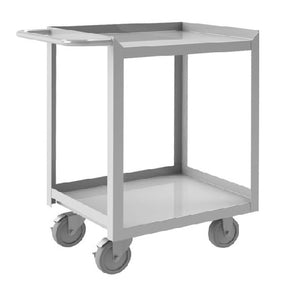 Stainless Steel 2 shelves Durham Mfg Stock Cart Capacity 30"L x 18-1/8"W x 35"H 1200 lb SRSC1618242FLD5PU