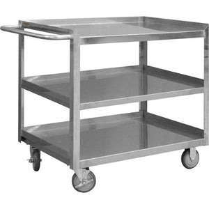 3 Shelves Stainless Steel Durham Mfg Stock Cart 1200 lb Capacity 36"L x 18-1/8"W x 35"H SRSC1618303FLD5PU