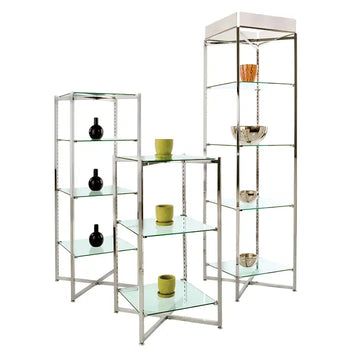 Folding Glass Tower with Brushed Chrome Finish Econoco FLT37BCGLS