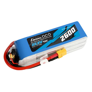 Gens Ace 2600mAh 6S1P 22.2V 45C Lipo Battery Pack With XT60 Plug