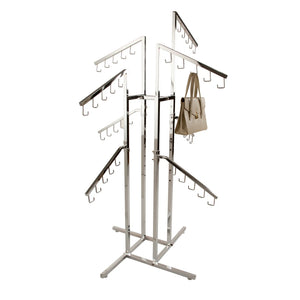 4-Way Handbag Rack w/ 4 Slant Arms and 4 Twist-on Slant Arms - Square Tubing Econoco K16