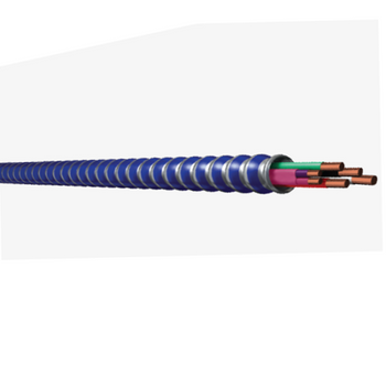 10-4C Stranded Copper MC Tuff Lightweight Steel THHN Insulation 480Y/277V Blue Striped Interlocked Armored Cable