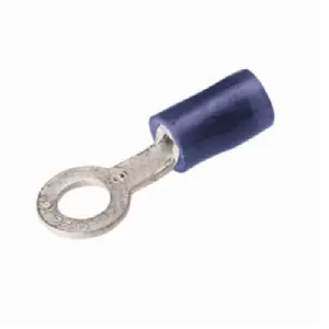 Burndy TN14516 16 - 14 AWG 5/16" Stud 1 Hole Tin-Plated Nylon Insulated Copper Ring Tongue Terminal Lug Blue