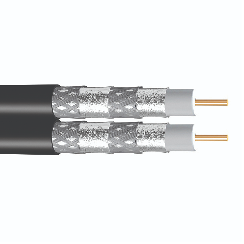 Wavenet RG6QRWH2-500SM 18 AWG 1C Solid Copper Clad Steel RG6 Quad Siamese CATV 75Ohm Coaxial Cable