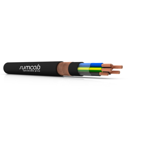 Sumflex® 120500020180000 18 AWG 2C Bare Copper Shielded TC Braid PCP RRC4N-F 300/500V Rubber Cable