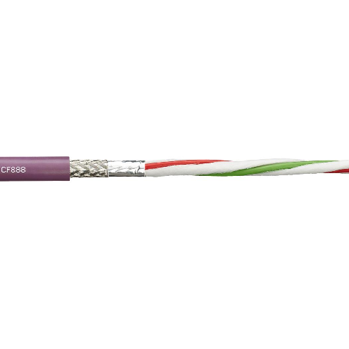 Igus CF888-060 22 AWG 2P Stranded Bare Copper Shielded Al TC Braid PVC 300V Chainflex® CF888 Bus Cable