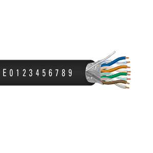 24 AWG 4P Solid Bare Copper Riser Al Foil Shield PE PVC 75C 300V Crestron Category 5e Cable