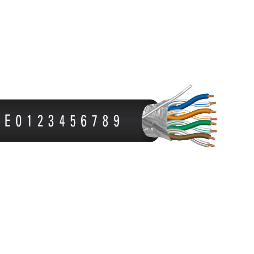 24 AWG 4P Solid Bare Copper Riser Al Foil Shield PE PVC 75C 300V Crestron Category 5e Cable