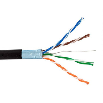 1000' Cat5E 350MHZ Outdoor 24/4PRDirect Burial Shielded FTP W/Gel Black 5EOUTGSHDRB