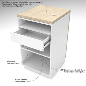 24" Deluxe Cash Wrap Retail Counters-Matte White With Raw Oak Top Econoco DDCW24