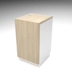 24" Deluxe Cash Wrap Retail Counters-Matte White With Raw Oak Top Econoco DDCW24