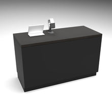 55" Deluxe Cash Wrap Retail Counters Wide-Matte Black With Black Woodgrain Top Econoco DDCW55BLG