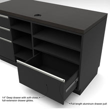 55" Deluxe Cash Wrap Retail Counters Wide-Matte Black With Black Woodgrain Top Econoco DDCW55BLG