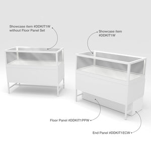 Privacy Panels for Deluxe Glass Showcase Display Cabinet with Storage Drawers - Front Panel White Econoco DDKIT1PPW