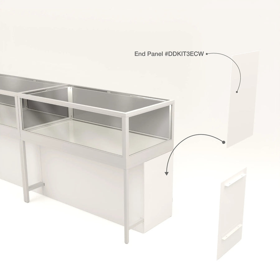 Privacy Panels for Deluxe Glass Showcase Display Cabinet - End Panel White Econoco DDKIT3ECW